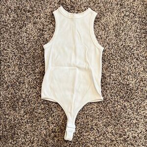 White Bodysuit with High Neckline